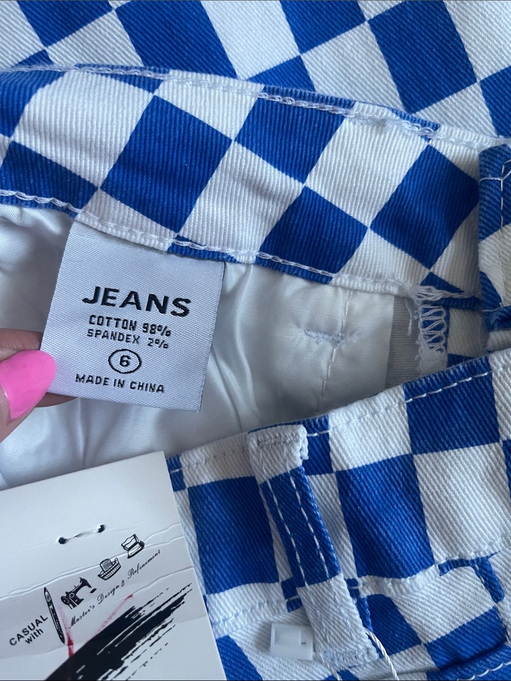 Fashion Jeans Flared Checker Denim Youths Pants Size 6 - Picture 10 of 10